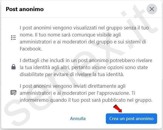 post anonimi in Facebook