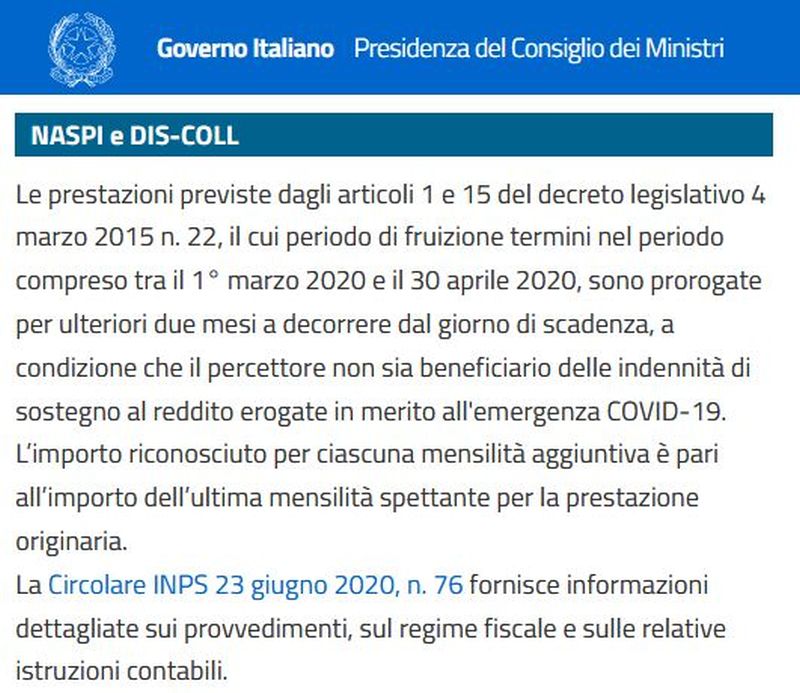 Proroga disoccupazione NASpI