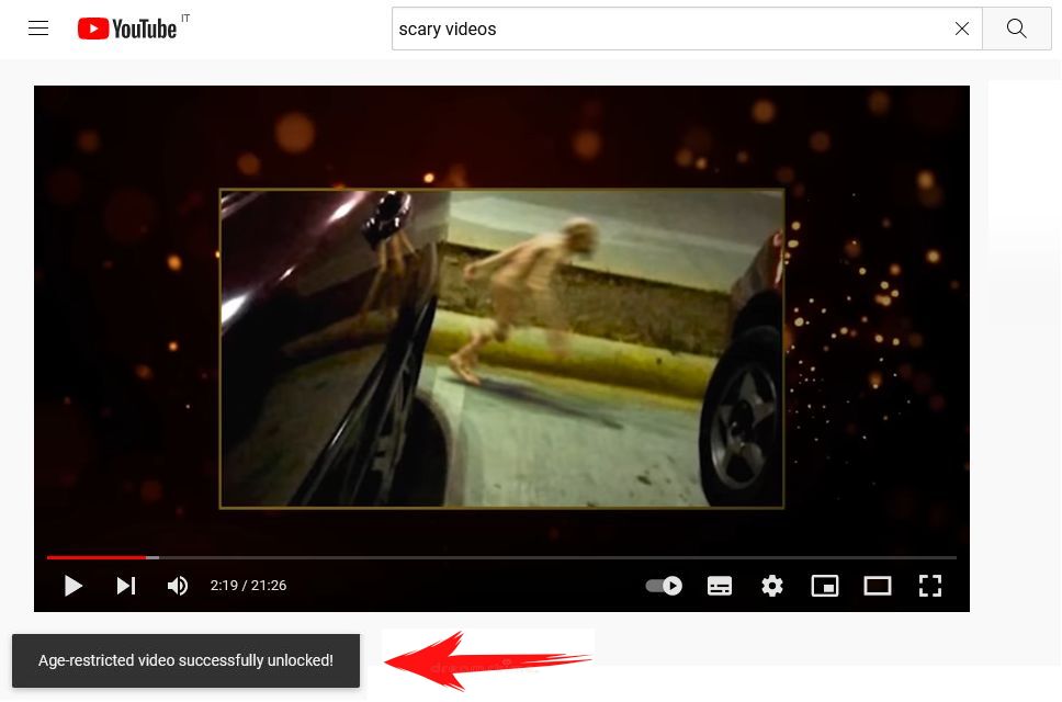 sblocco controllo età youtube