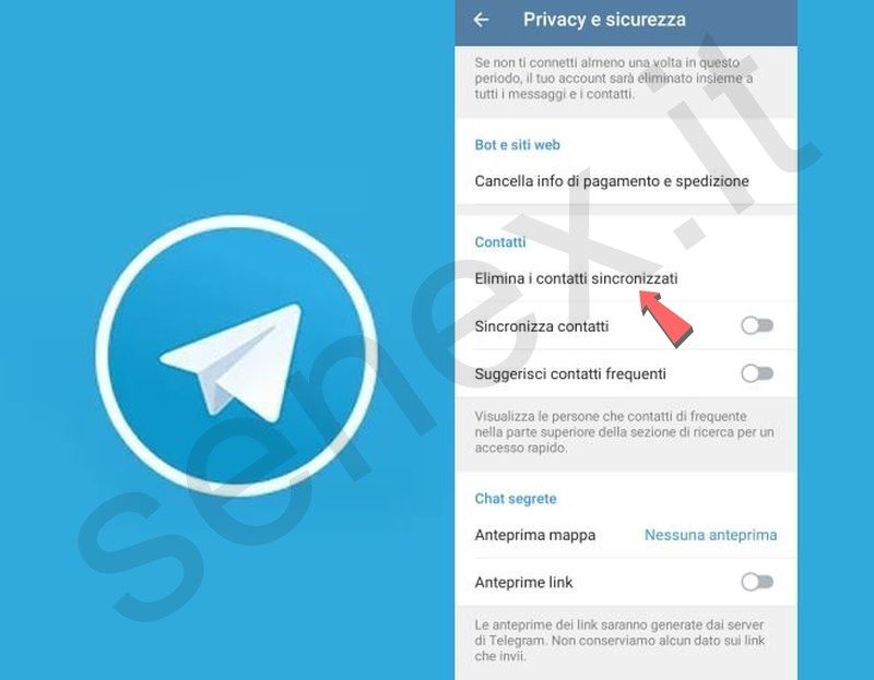 disattivare sincronizzazione contatti Telegram